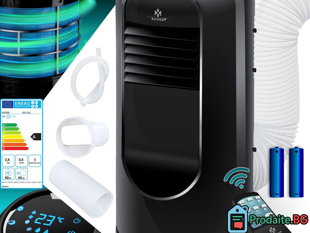 Мобилен Климатик с Компресор 9000 BTU 9ка Фреон Черно Чисто Нови